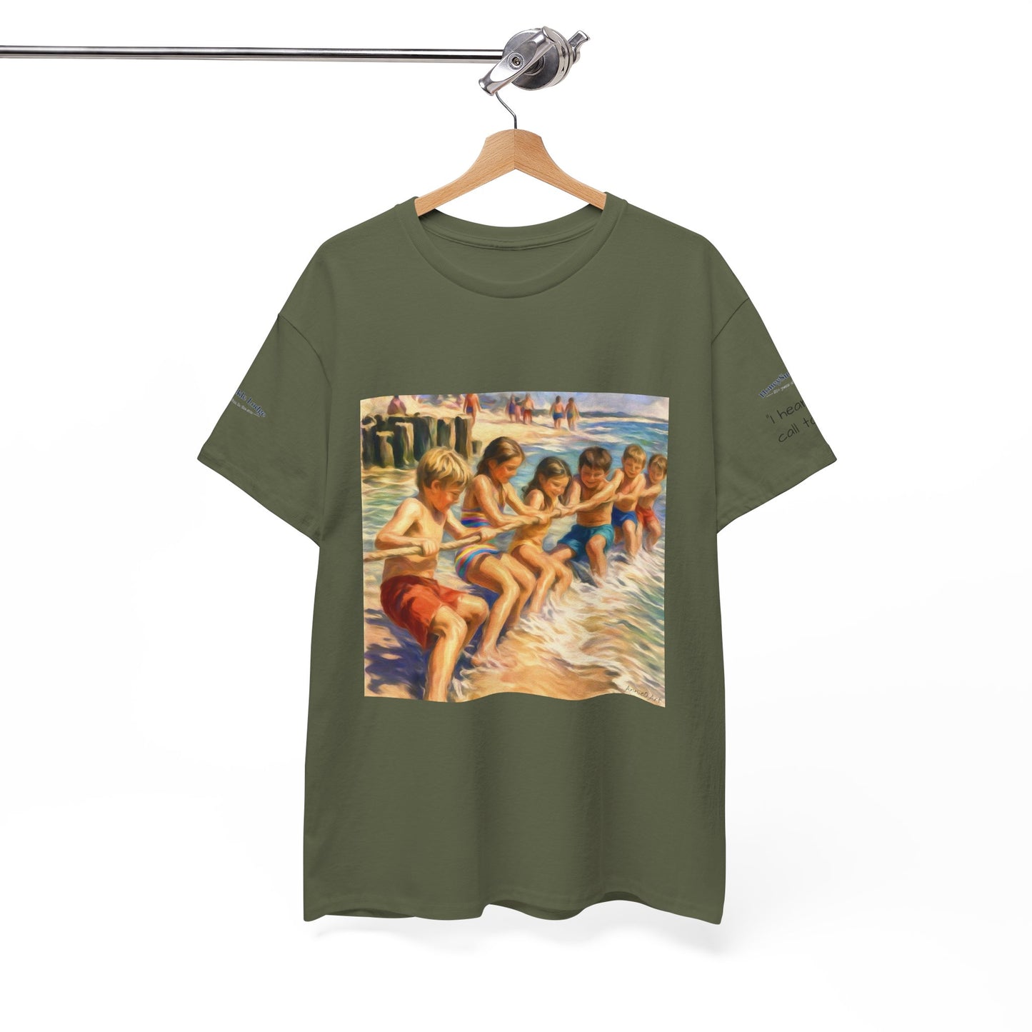 HoneySuckle Lodge Vintage Beach T-Shirt — "50+ years of fun in the sun" Retro Kids on Shore Design