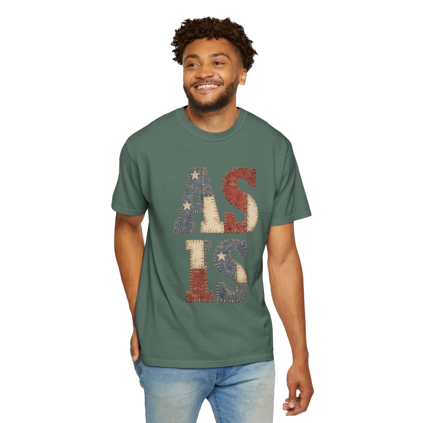 “AS IS” Quilt-look Vintage Flag Graphic T-Shirt