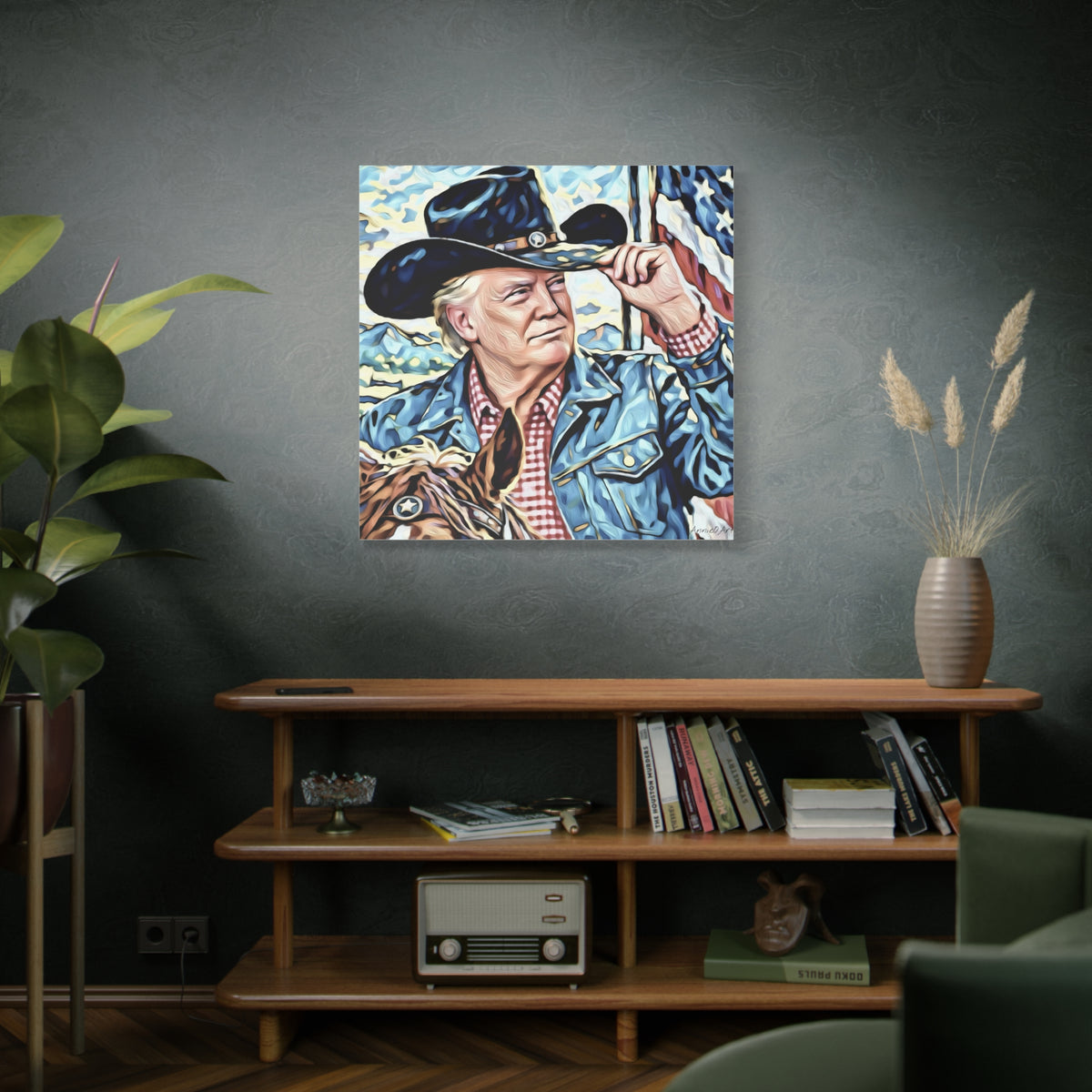 Trump Patriotic Cowboy Portrait Canvas