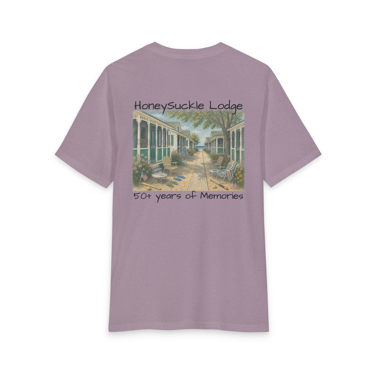 Vintage Americana Distressed Tee – "Happy 250th America!" Honeysuckle Lodge Souvenir T-Shirt