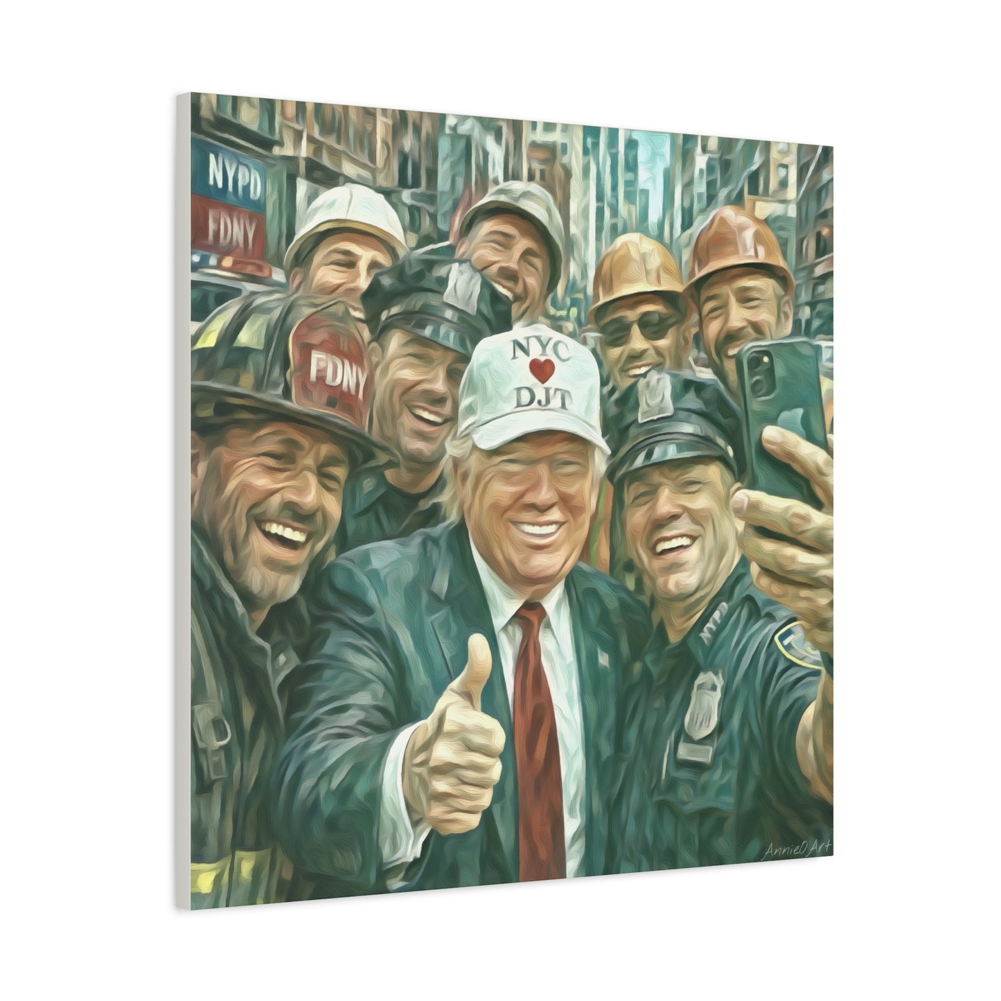 Trump ‘NYC❤️DJT’ - THE Blue-Collar-Billionaire w/ NYC Working Guys —Matte Canvas Print