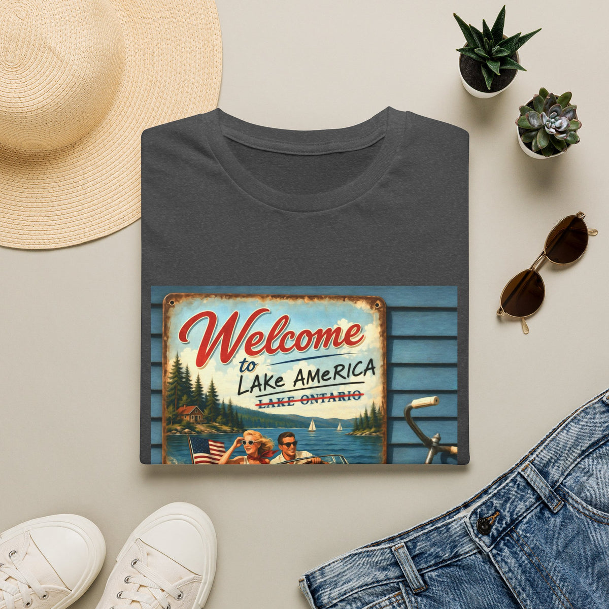 Lake America Welcome T-Shirt — Vintage Lake America Boating Vacation Tee