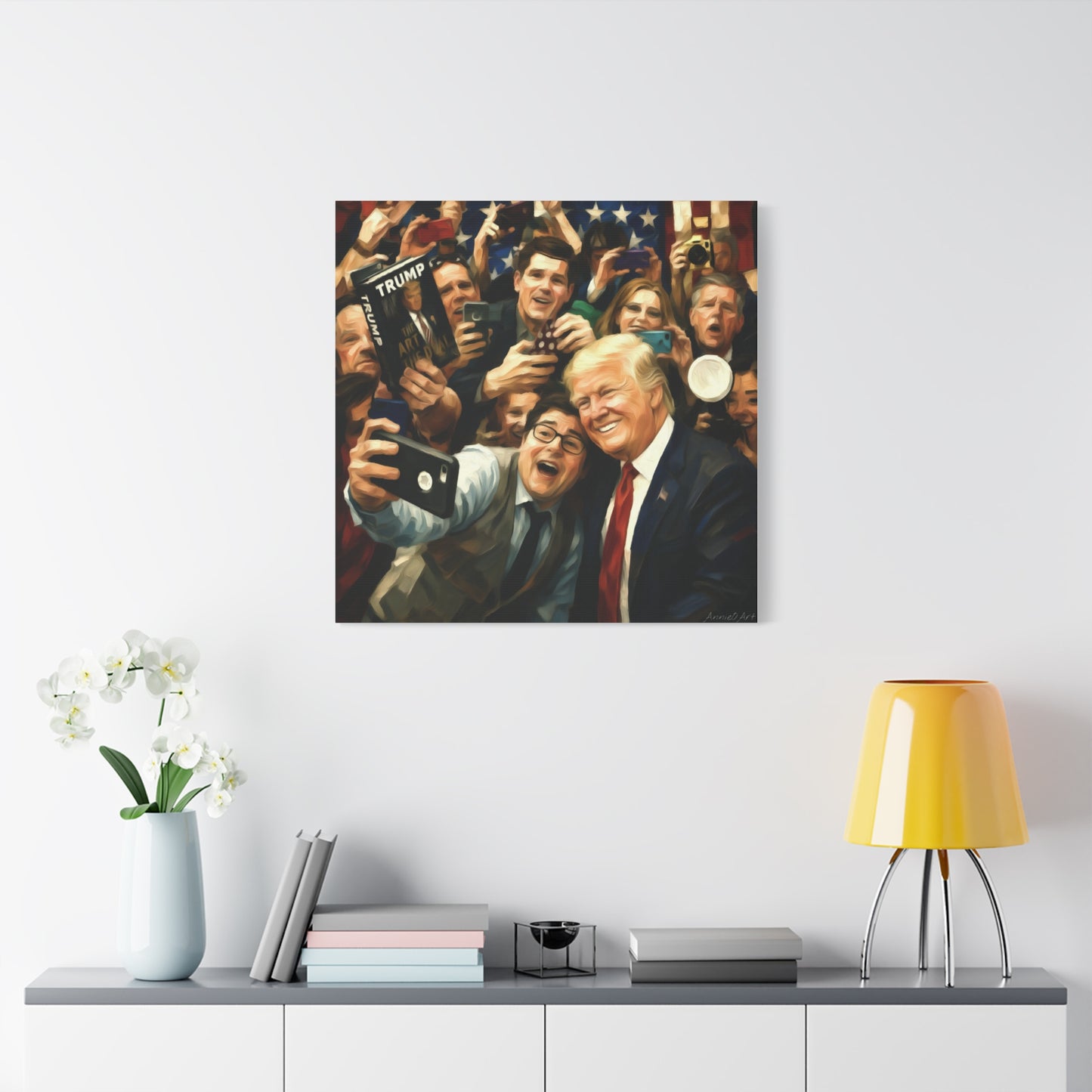 Trump Patriotic Crowd Selfie Canvas - Stretched Matte Wall Art