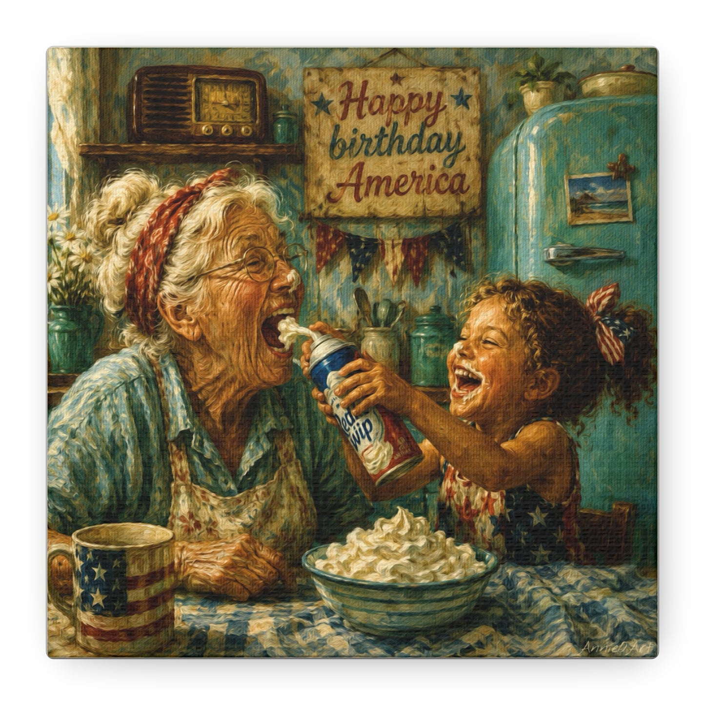 Fourth of July Grandma & Granddaughter Matte Canvas Wall Art