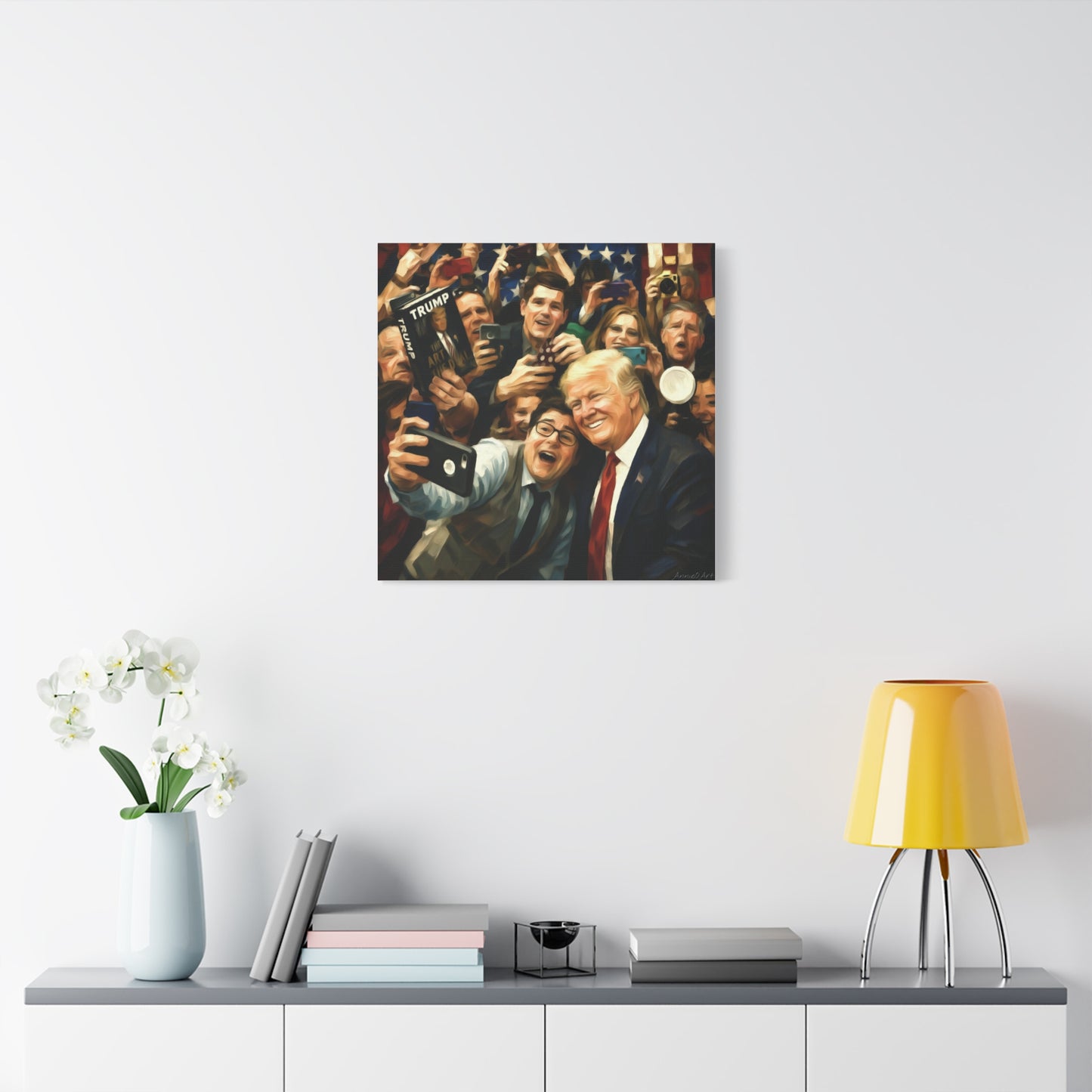 Trump Patriotic Crowd Selfie Canvas - Stretched Matte Wall Art