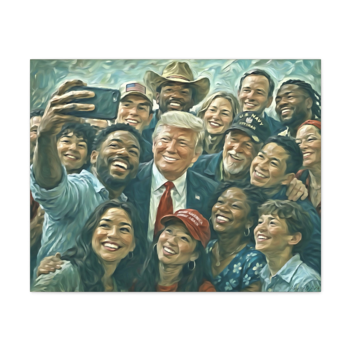 Trump Selfie Matte Canvas Print — Portrait Wall Art