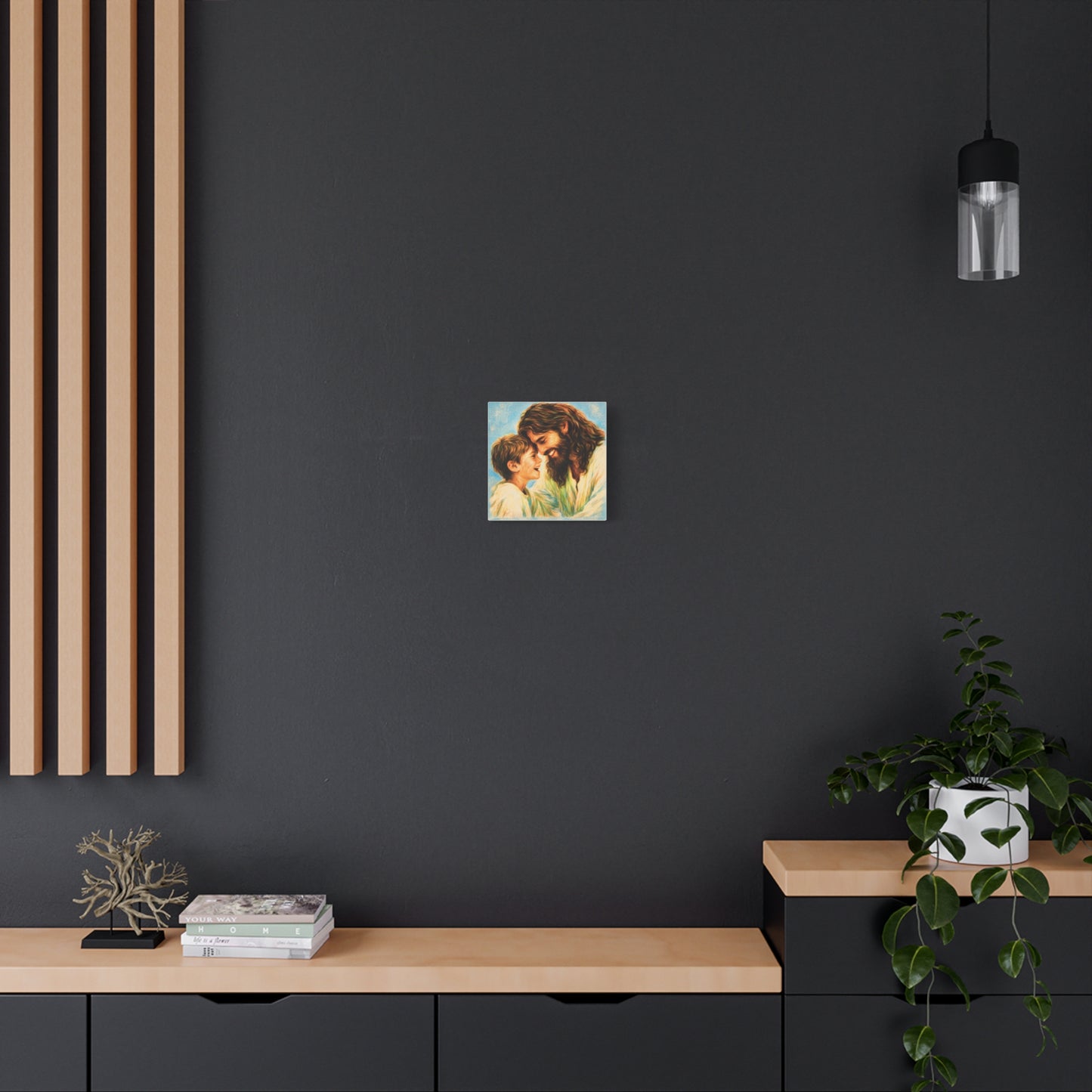 Smiling Jesus and Child Matte Canvas Wall Art