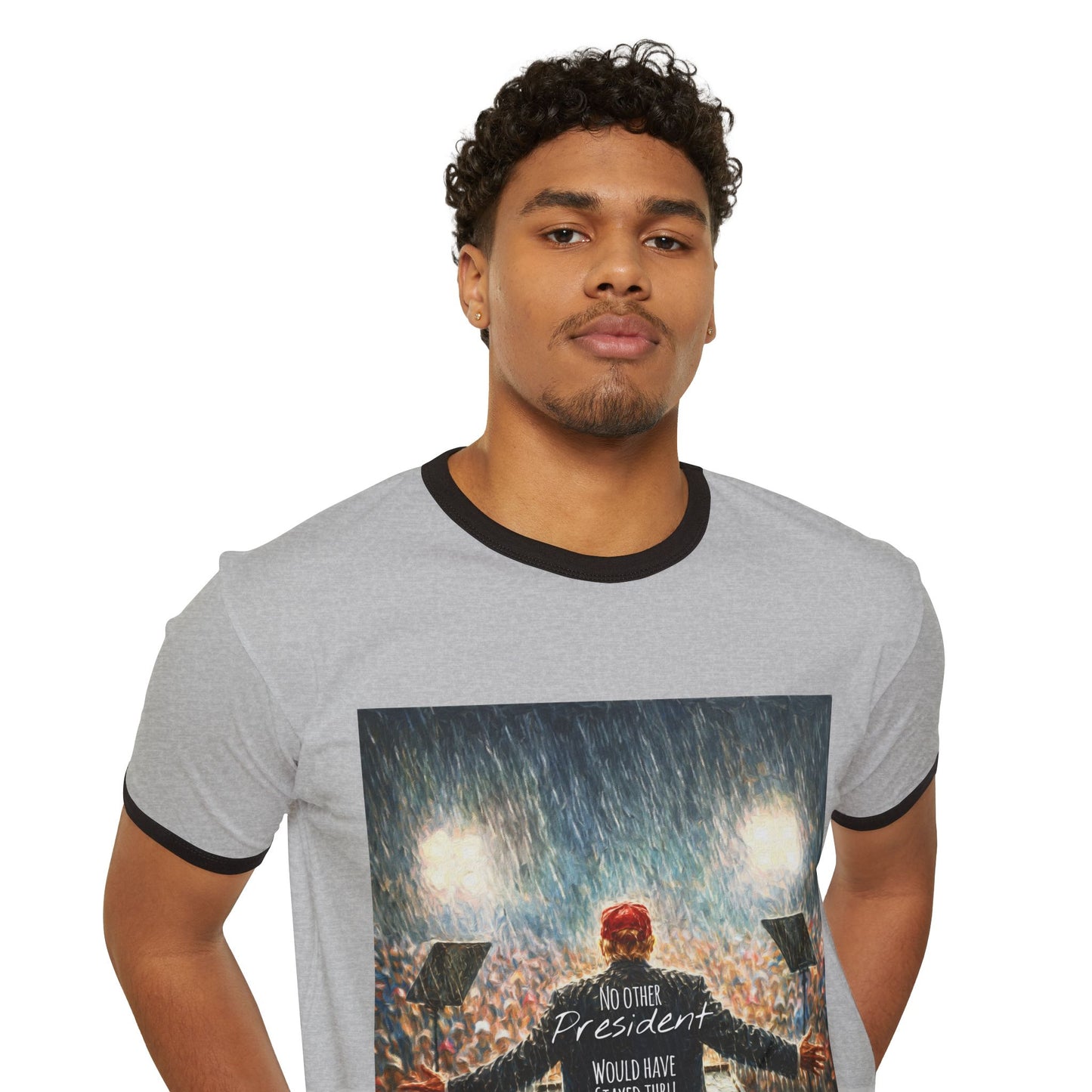 Trump Ringer T-Shirt — "The Storm" Front Graphic & "Happy Birthday America" Back Retro Print