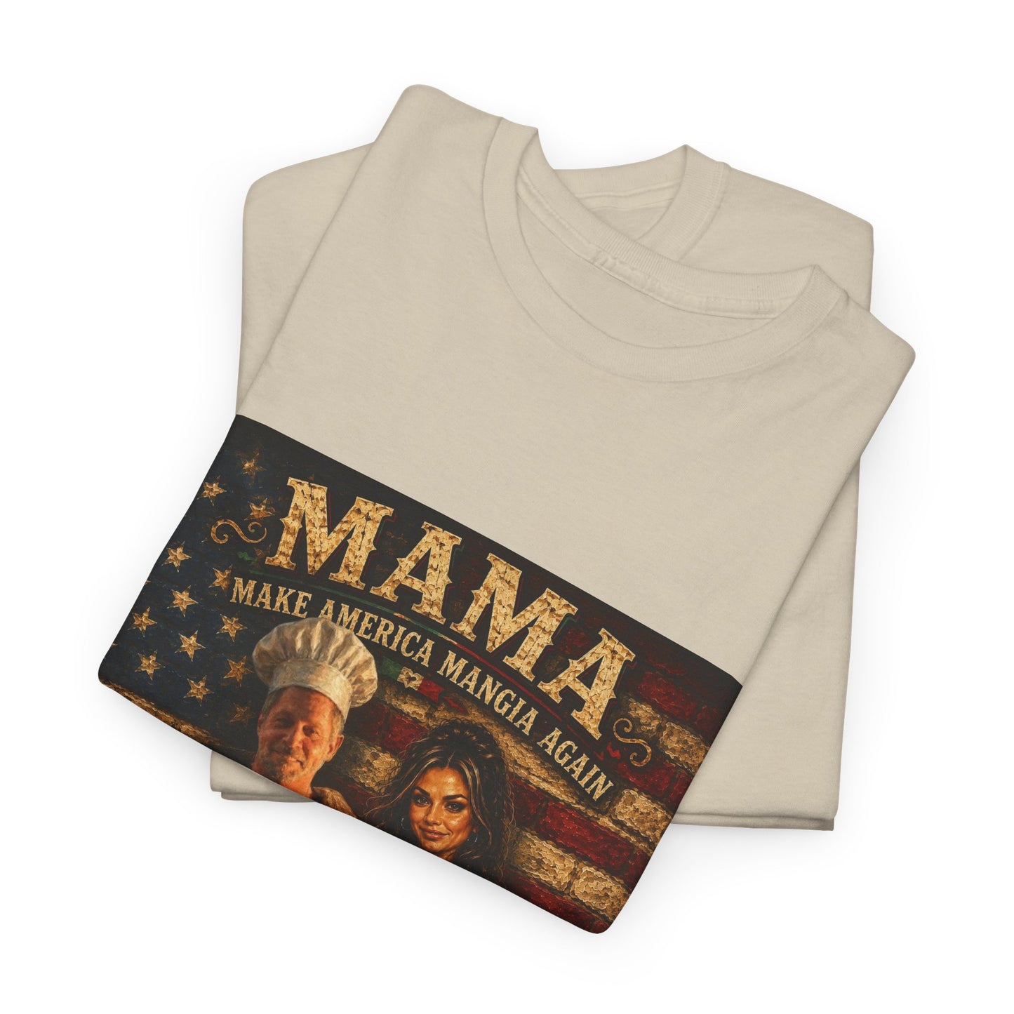 CUSTOM for MANDY—Mama Pizza Team T-Shirt — Retro American Flag Pizza Chef Graphic Tee