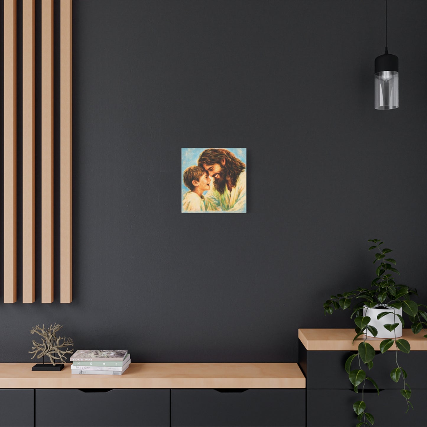 Smiling Jesus and Child Matte Canvas Wall Art