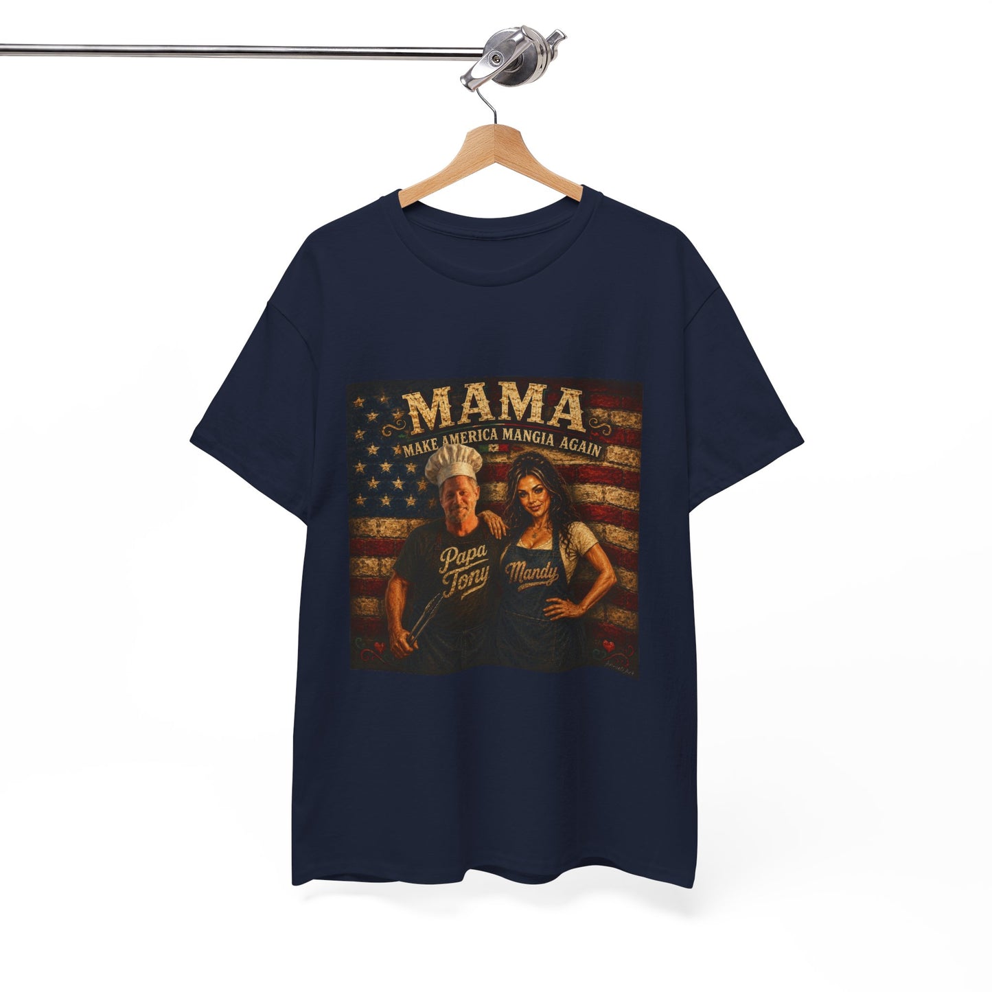 CUSTOM for MANDY—Mama Pizza Team T-Shirt — Retro American Flag Pizza Chef Graphic Tee