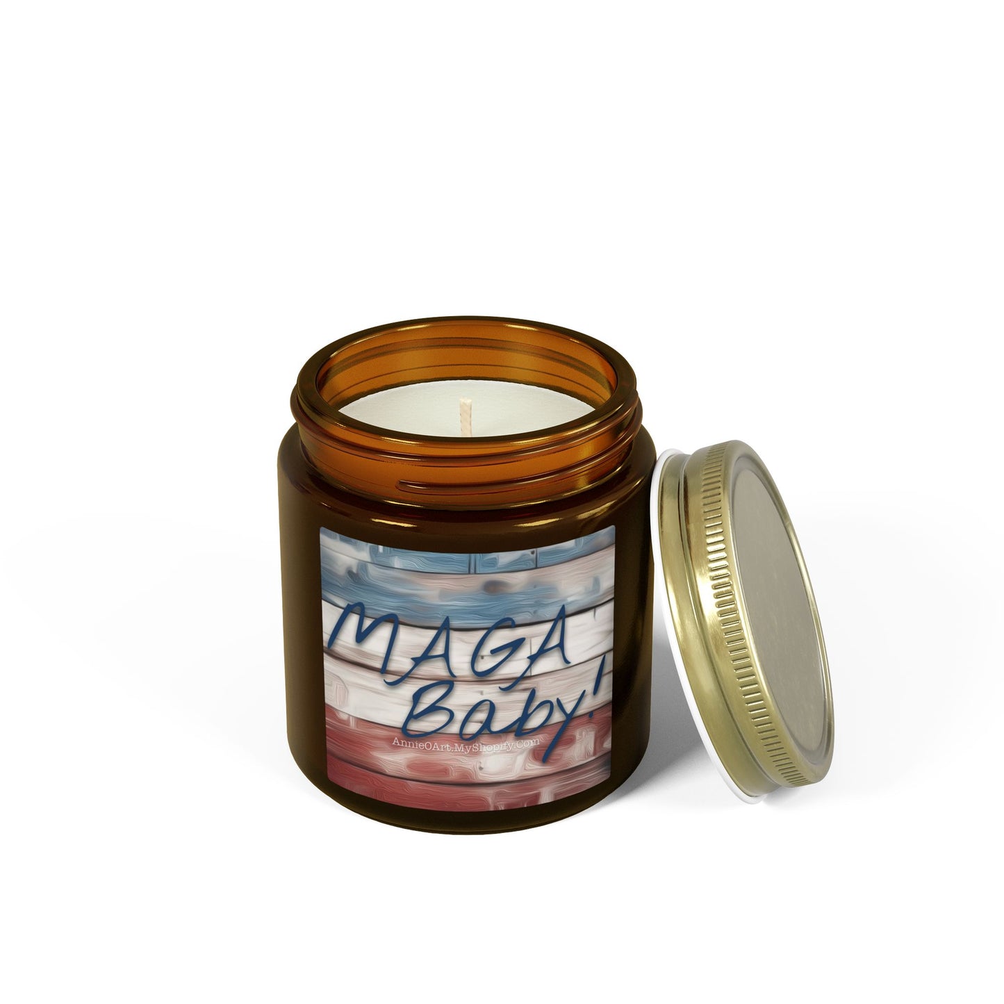“MAGA, Baby!” Candle — Coconut Apricot Wax, scented (4oz, 9oz)