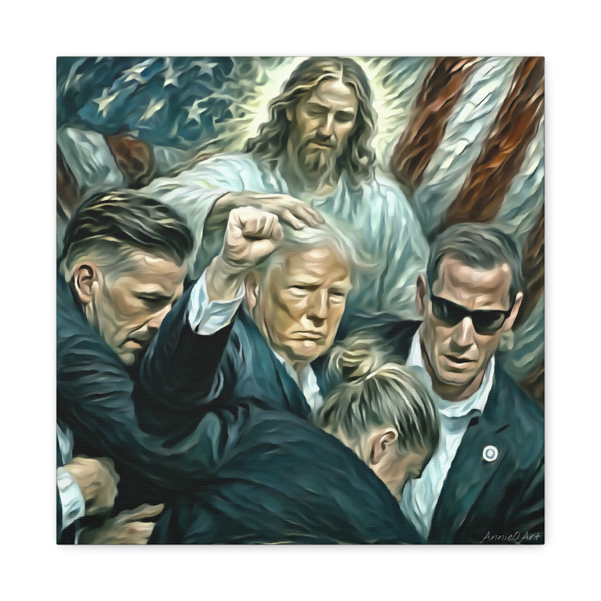 Trump With Jesus—Matte Canvas Art