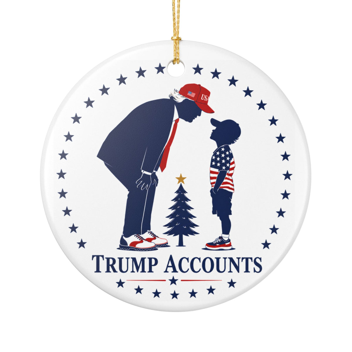 Trump Accounts Ceramic Ornament — Patriotic Holiday Decoration