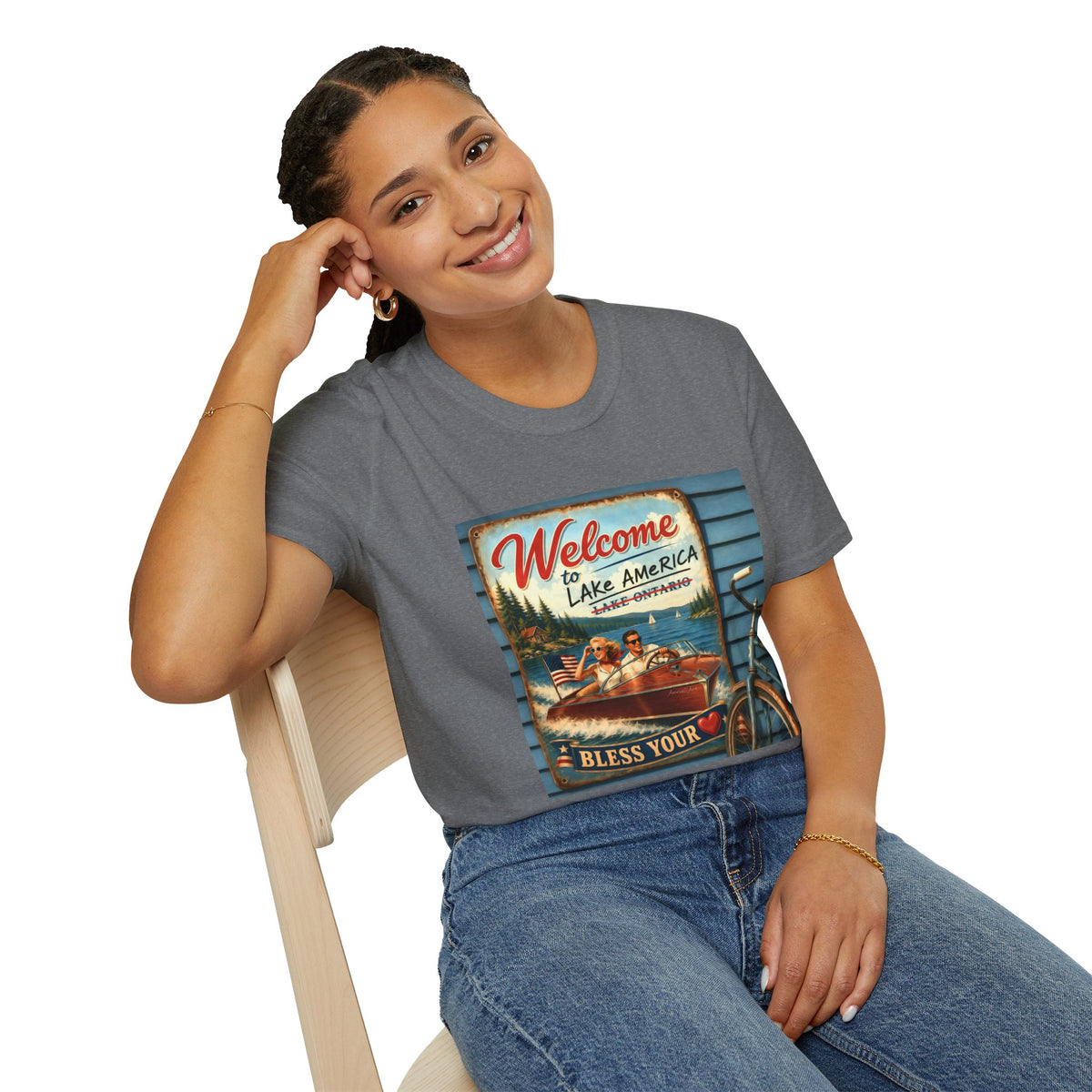 Lake America Welcome T-Shirt — Vintage Lake America Boating Vacation Tee