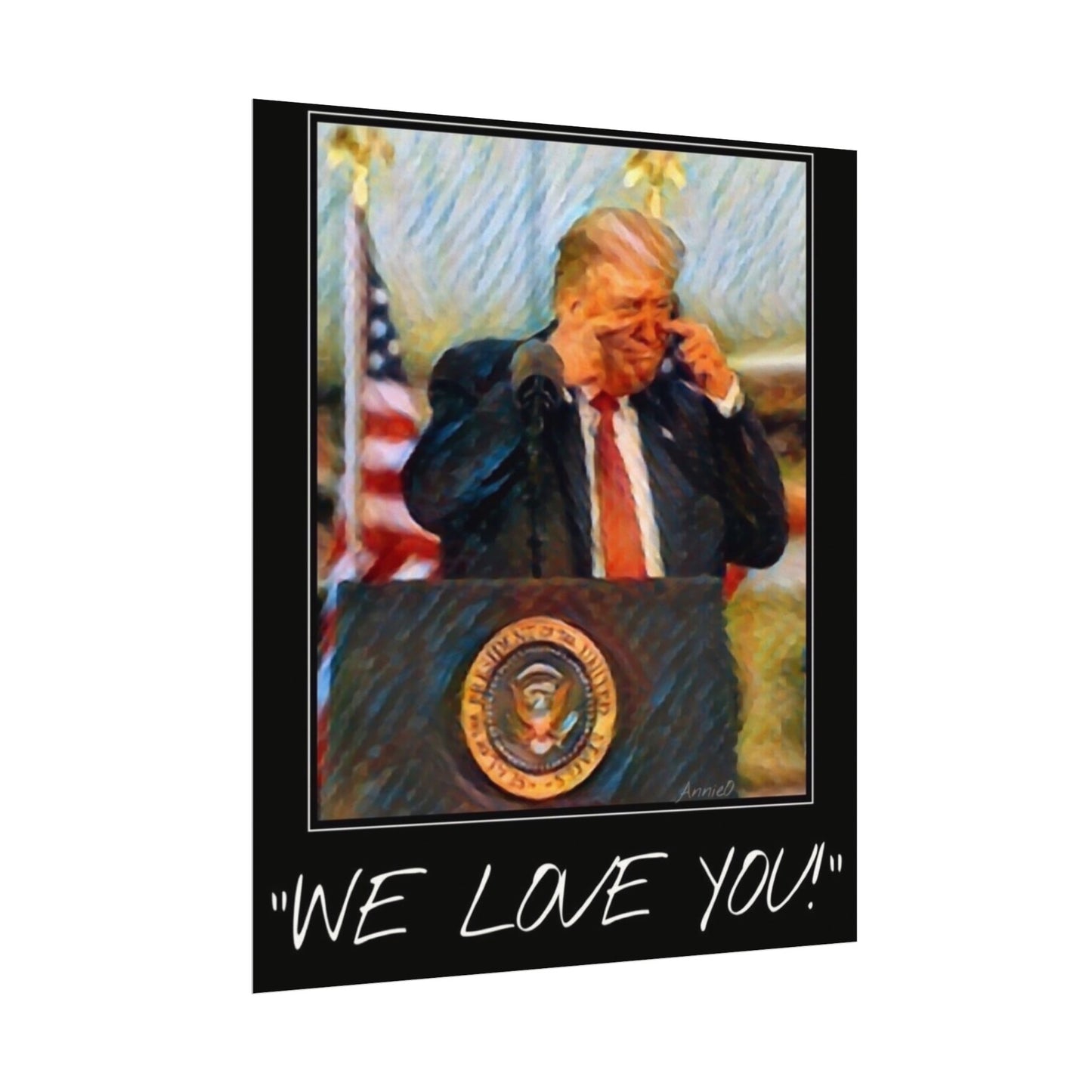 Patriotic Watercolor Matte Poster — Presidential Podium Artwork