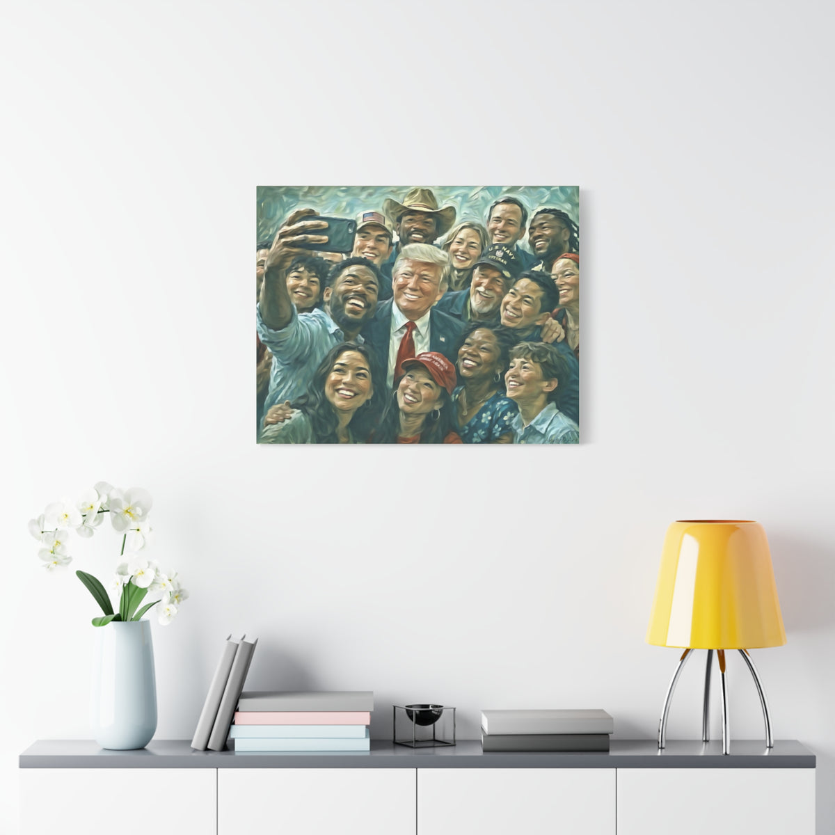 Trump Selfie Matte Canvas Print — Portrait Wall Art