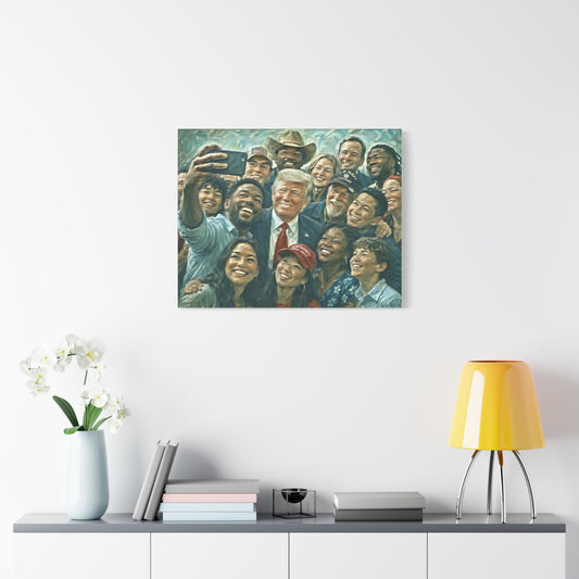 Trump Selfie Matte Canvas Print — Portrait Wall Art