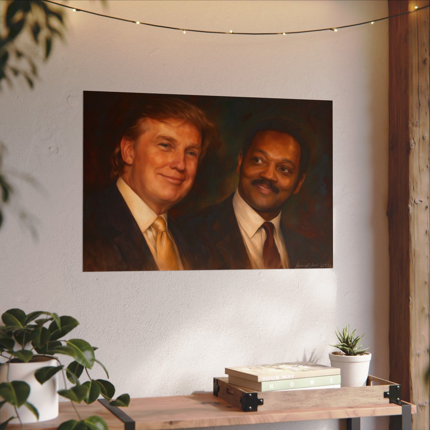 Jesse Jackson & Donald Trump Matte Watercolor Portrait Poster