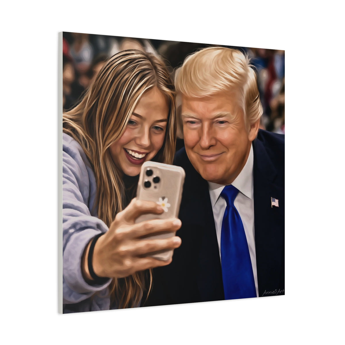 Trump Figure Selfie Matte Canvas Print