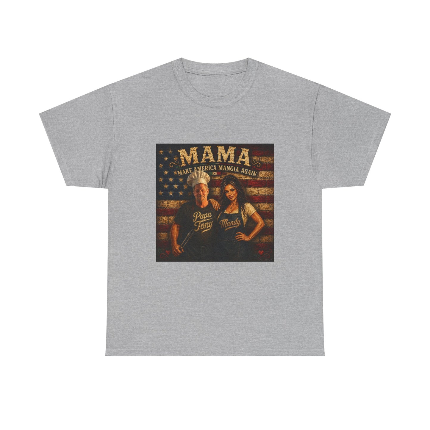 CUSTOM for MANDY—Mama Pizza Team T-Shirt — Retro American Flag Pizza Chef Graphic Tee