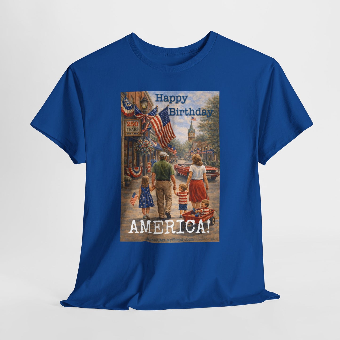 250th Patriotic "Happy Birthday America!" T-Shirt — Vintage Fourth of July Tee