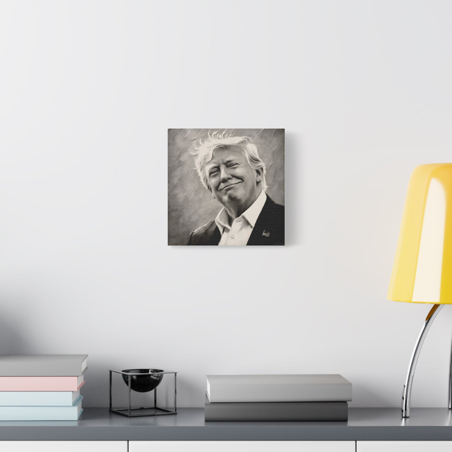 Trump Portrait B&W-Canvas Monochrome Oil-Style Wall Art