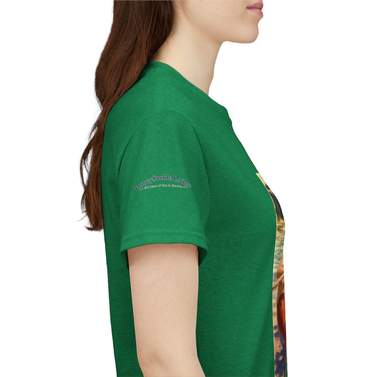 HoneySuckle Lodge Vintage Beach T-Shirt — "50+ years of fun in the sun" Retro Kids on Shore Design