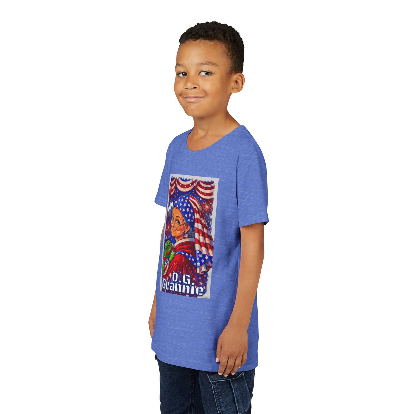 Grandma Anons & Keyboard Warriors for your Littles, “I ♥️ My O.G. Grannie" Youth T-Shirt – American Flag Grandma Design