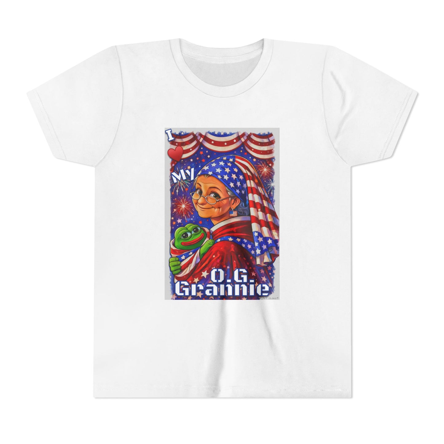 Grandma Anons & Keyboard Warriors for your Littles, “I ♥️ My O.G. Grannie" Youth T-Shirt – American Flag Grandma Design