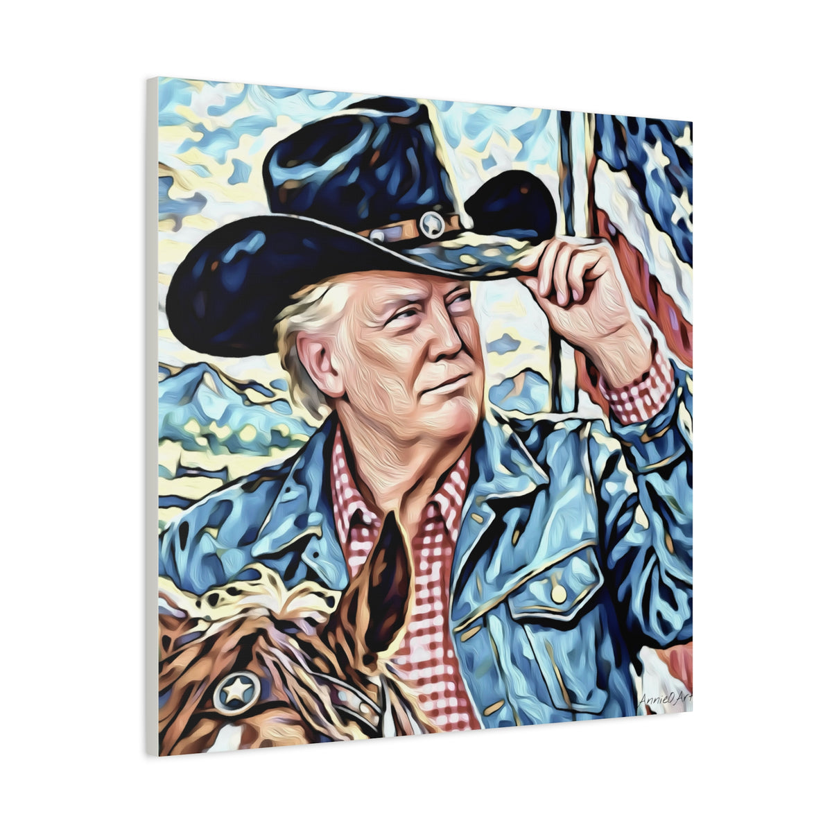 Trump Patriotic Cowboy Portrait Canvas