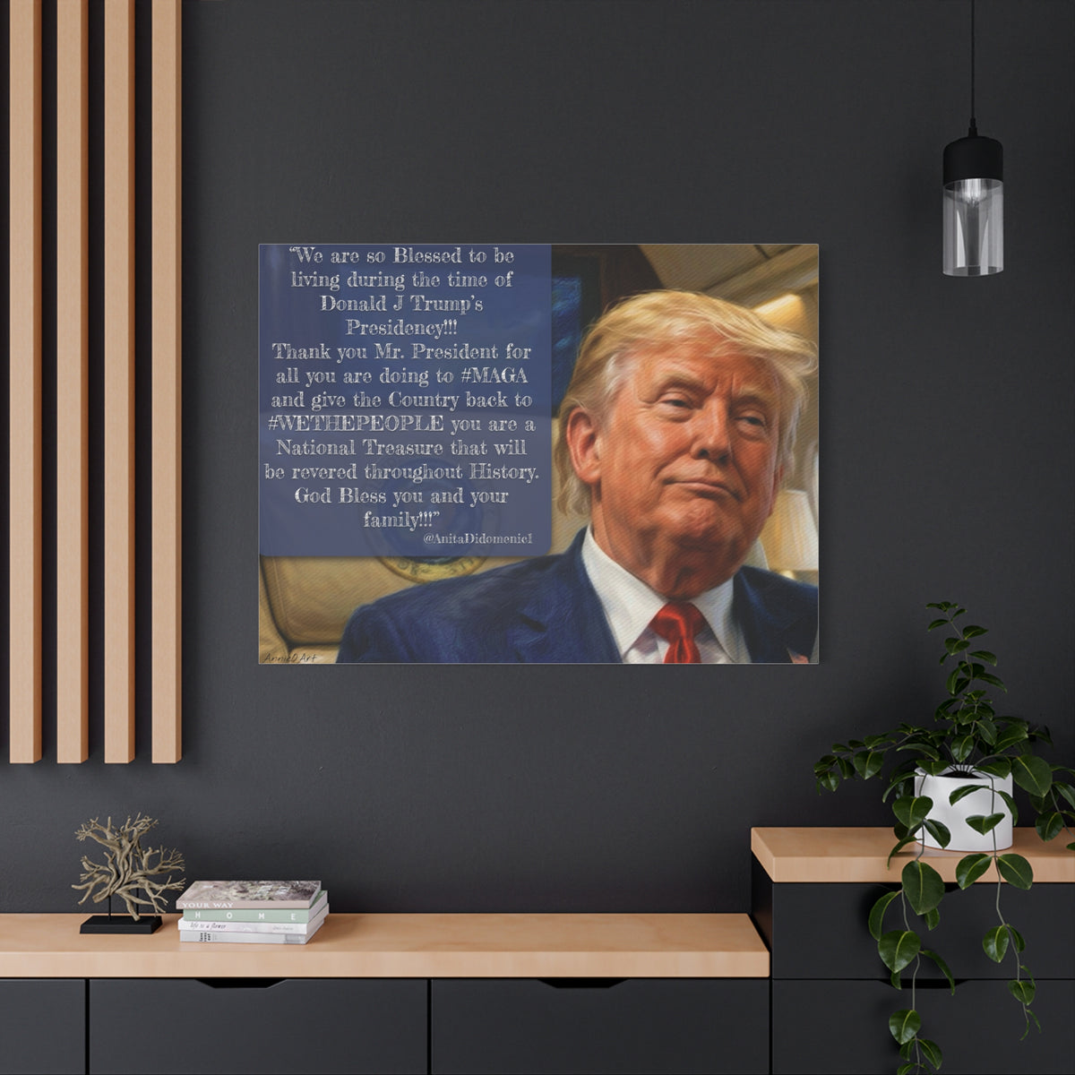 Canvas Wall Art — Patriotic Tribute Quote with President Trump Portrait