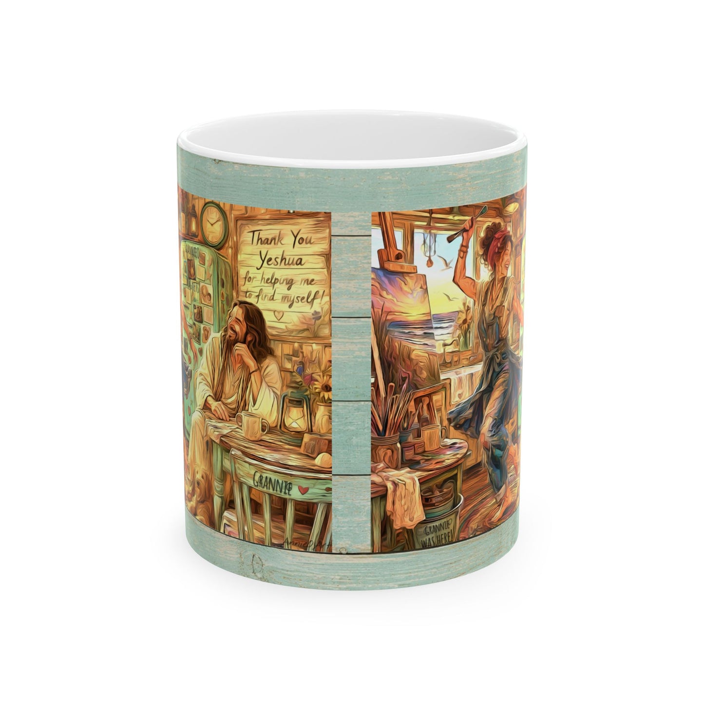 Ceramic Mug — Inspirational Artist Jesus Studio Scene (Thank You Yeshua)