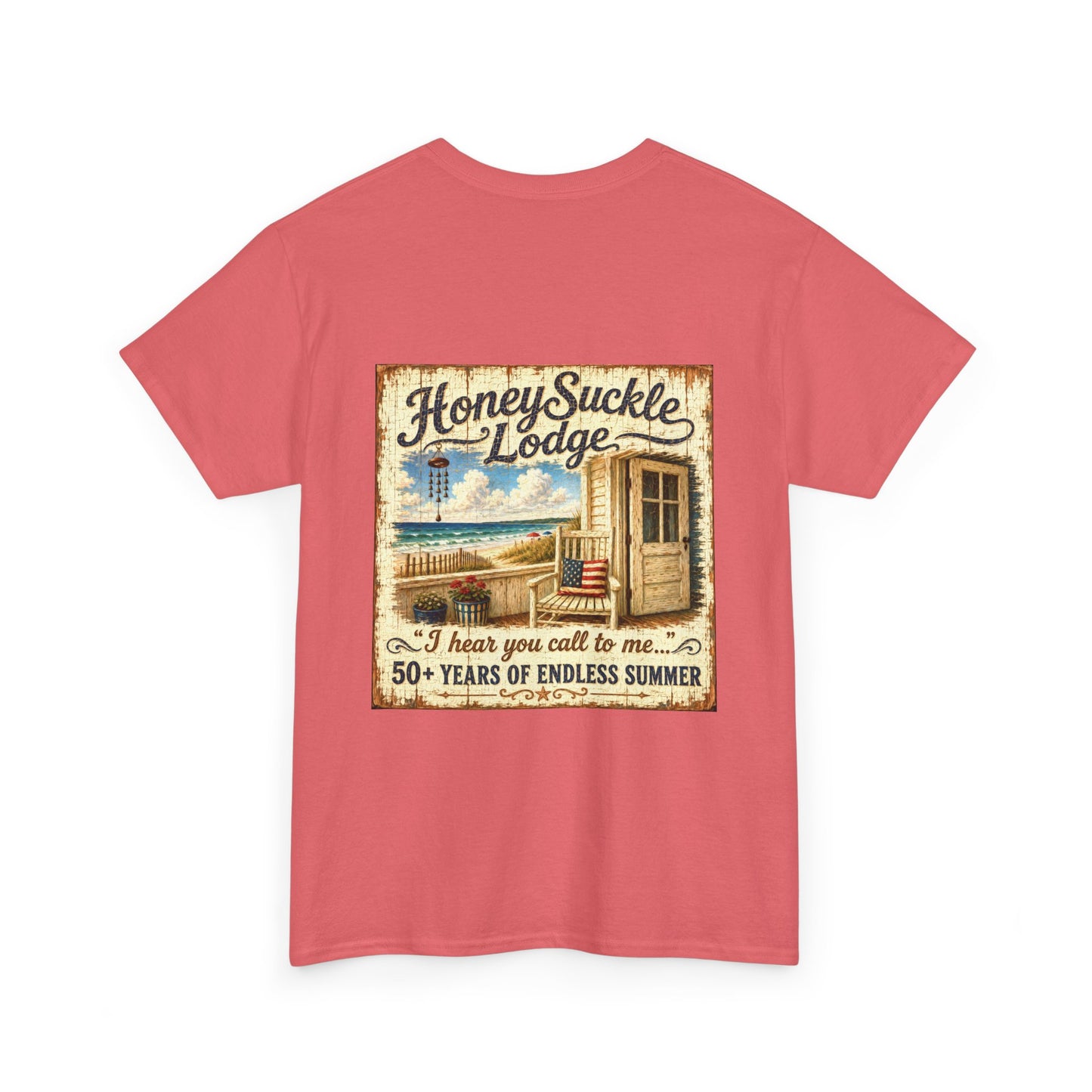 Vintage Beach T‑Shirt — 'Honeysuckle Lodge: 50+ Years of Endless Summer' Retro Seaside Tee