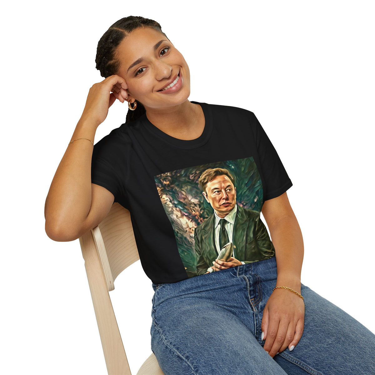 Elon Musk with Rocket— Graphic T-Shirt