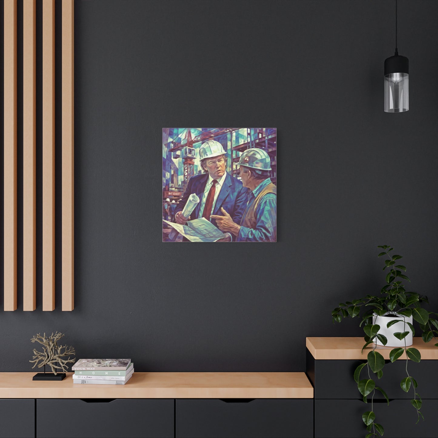 Trump Construction Site Portrait Canvas - Vintage Art