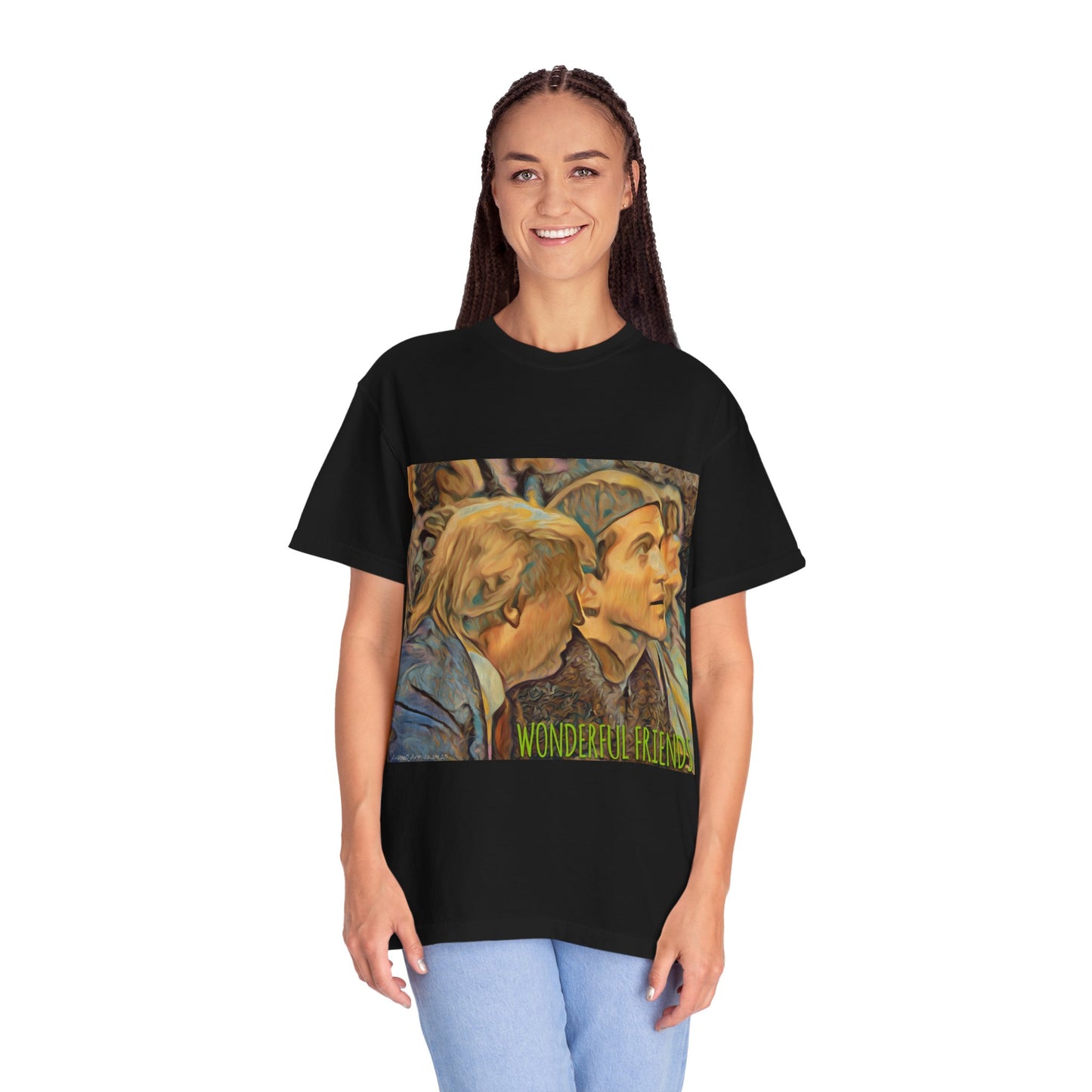 Vintage JFK, Jr & DJT Art T-Shirt – “Wonderful Friends” Graphic Tee
