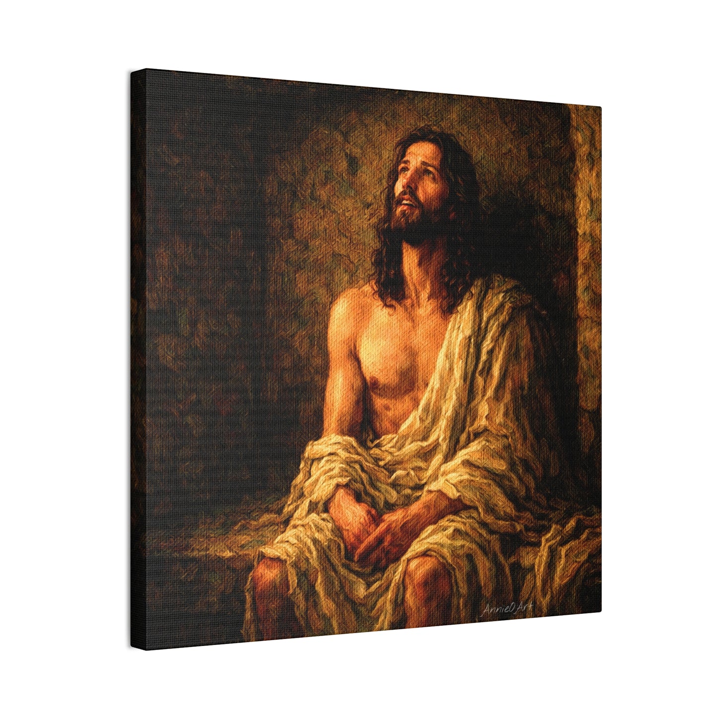 Jesus in Thanksgiving Prayer ‘Resurrection Day’ Canvas Stretched Wall Art — Religious Christian Home Decor