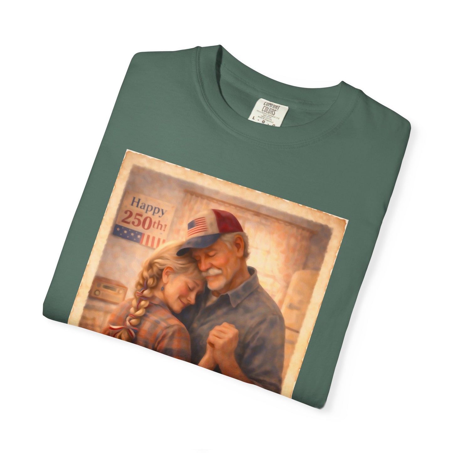 250th America Vintage Couples T-Shirt — Patriotic Romance Graphic Tee