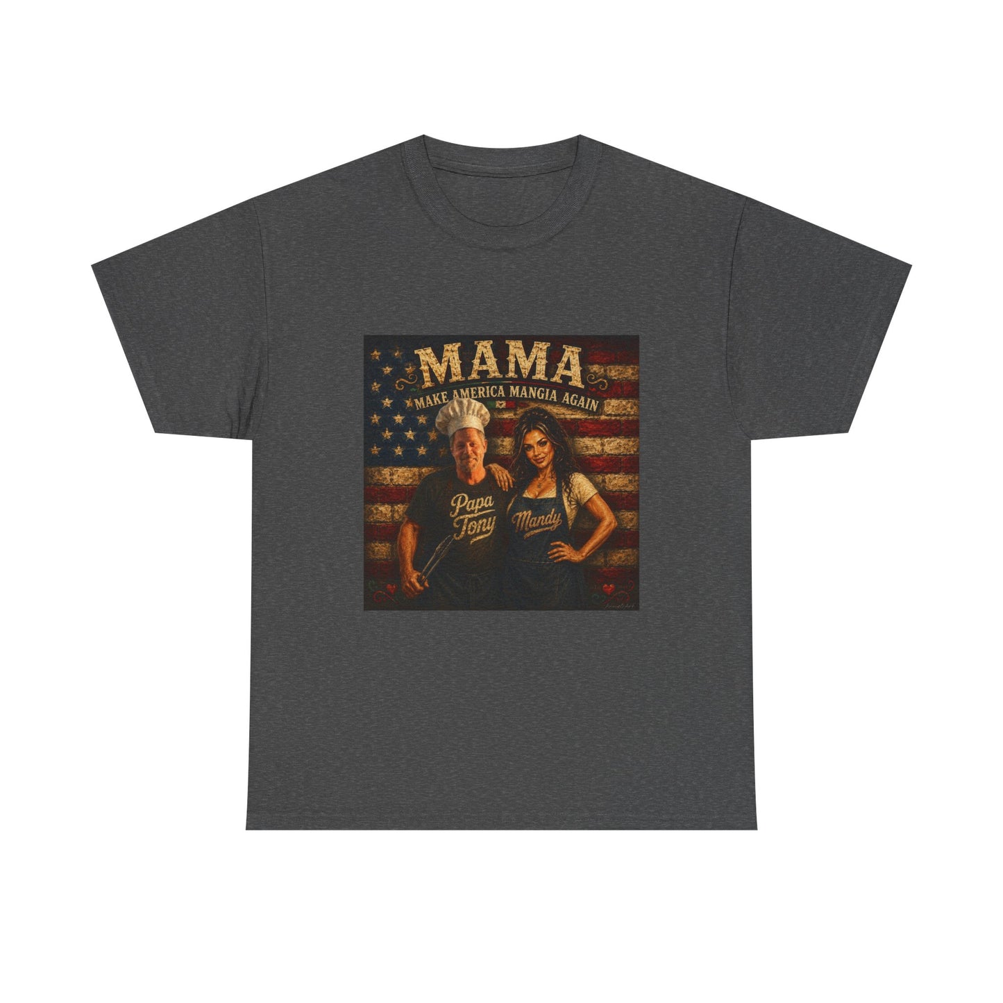 CUSTOM for MANDY—Mama Pizza Team T-Shirt — Retro American Flag Pizza Chef Graphic Tee