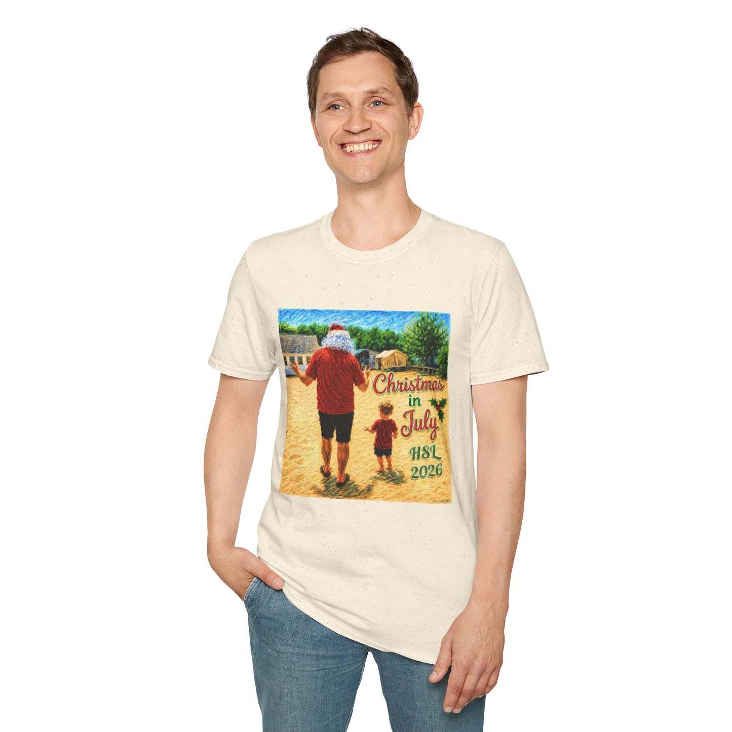 T-Shirt — Christmas in July Santa Beach Graphic Tee
