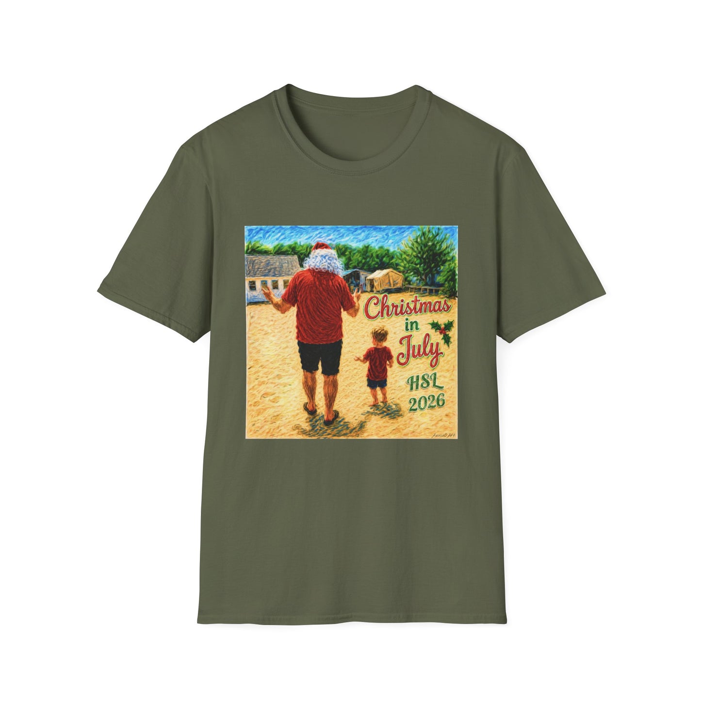 T-Shirt — Christmas in July Santa Beach Graphic Tee