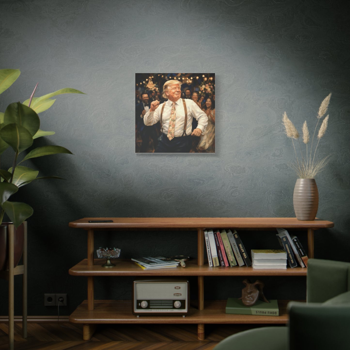 Vintage Festive Trump Dancing Canvas Wall Art