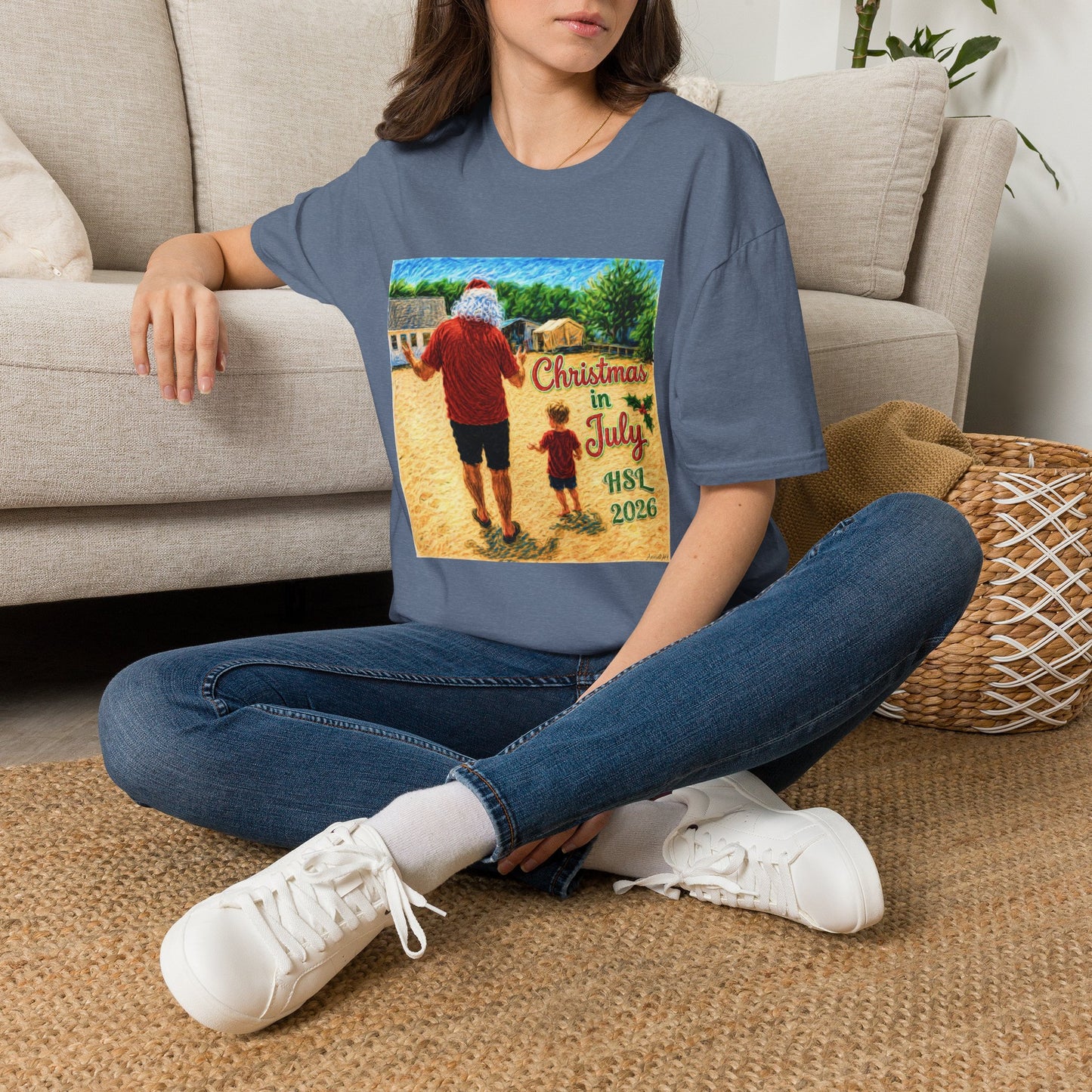 T-Shirt — Christmas in July Santa Beach Graphic Tee