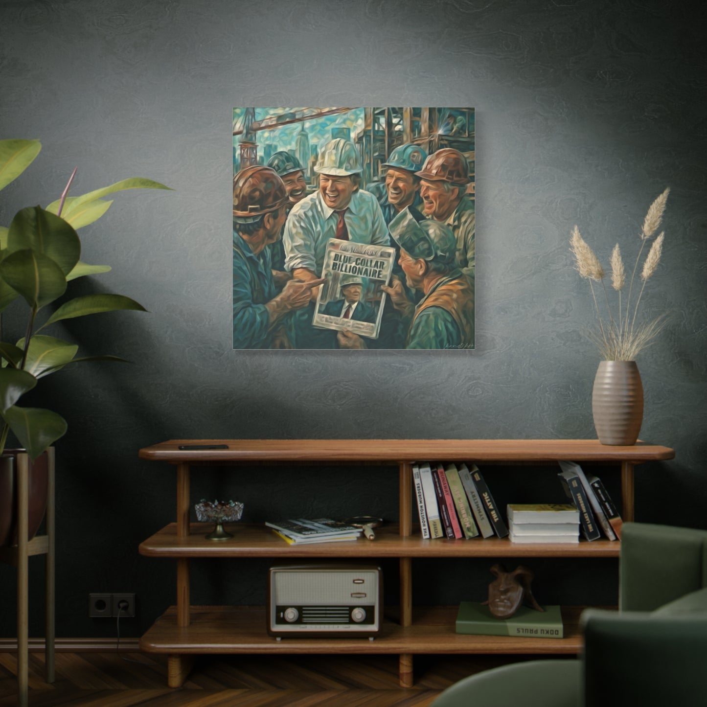 Trump Blue-Collar Billionaire Canvas Print — Vintage Labor Wall Art