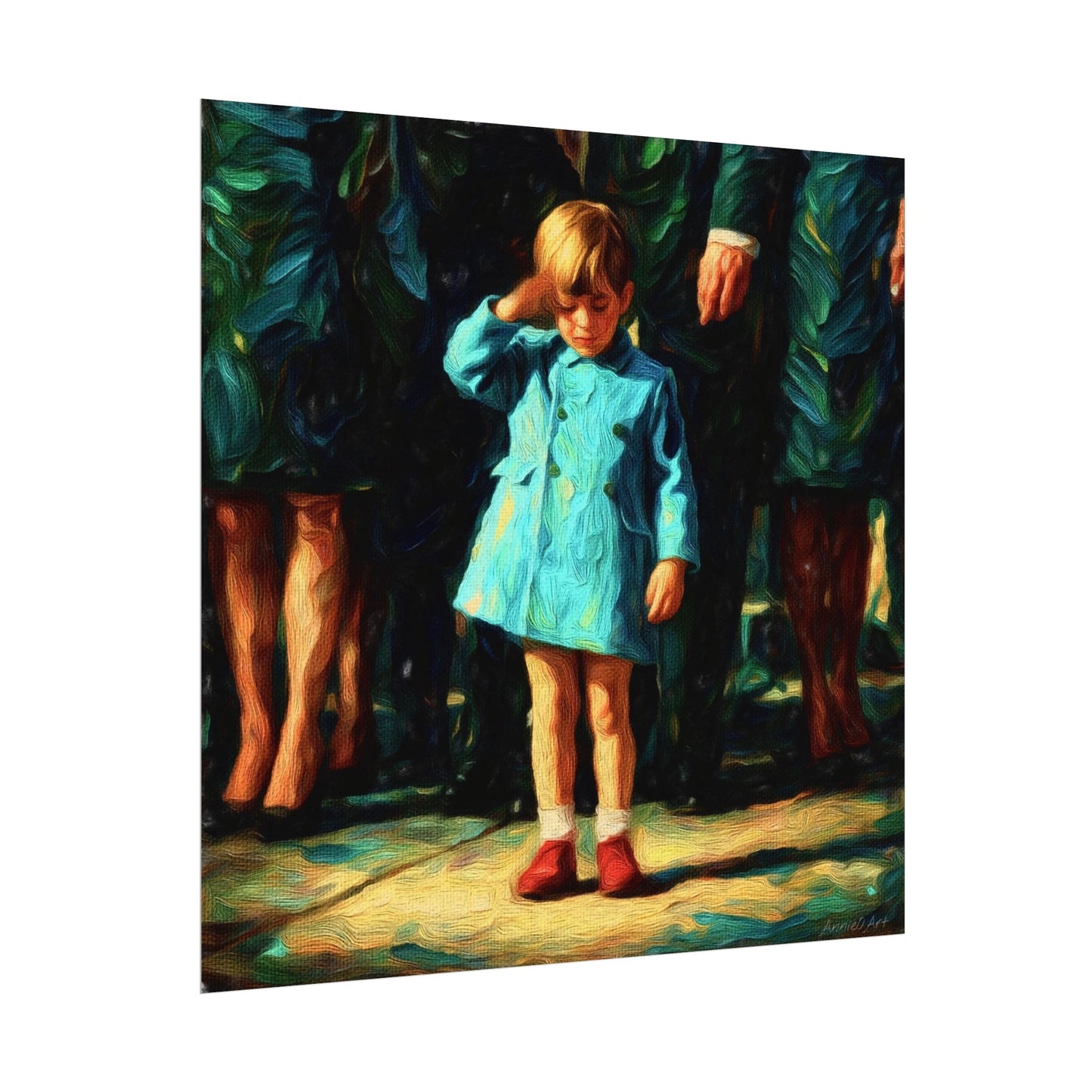 JFK Jr. ‘The Salute’—Textured Vintage Child in Blue Coat Art Print Poster