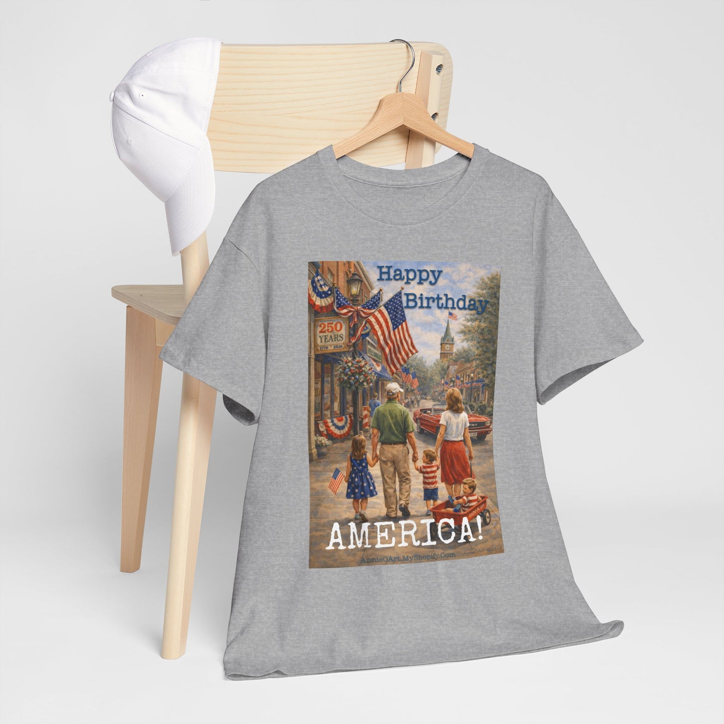 250th Patriotic "Happy Birthday America!" T-Shirt — Vintage Fourth of July Tee