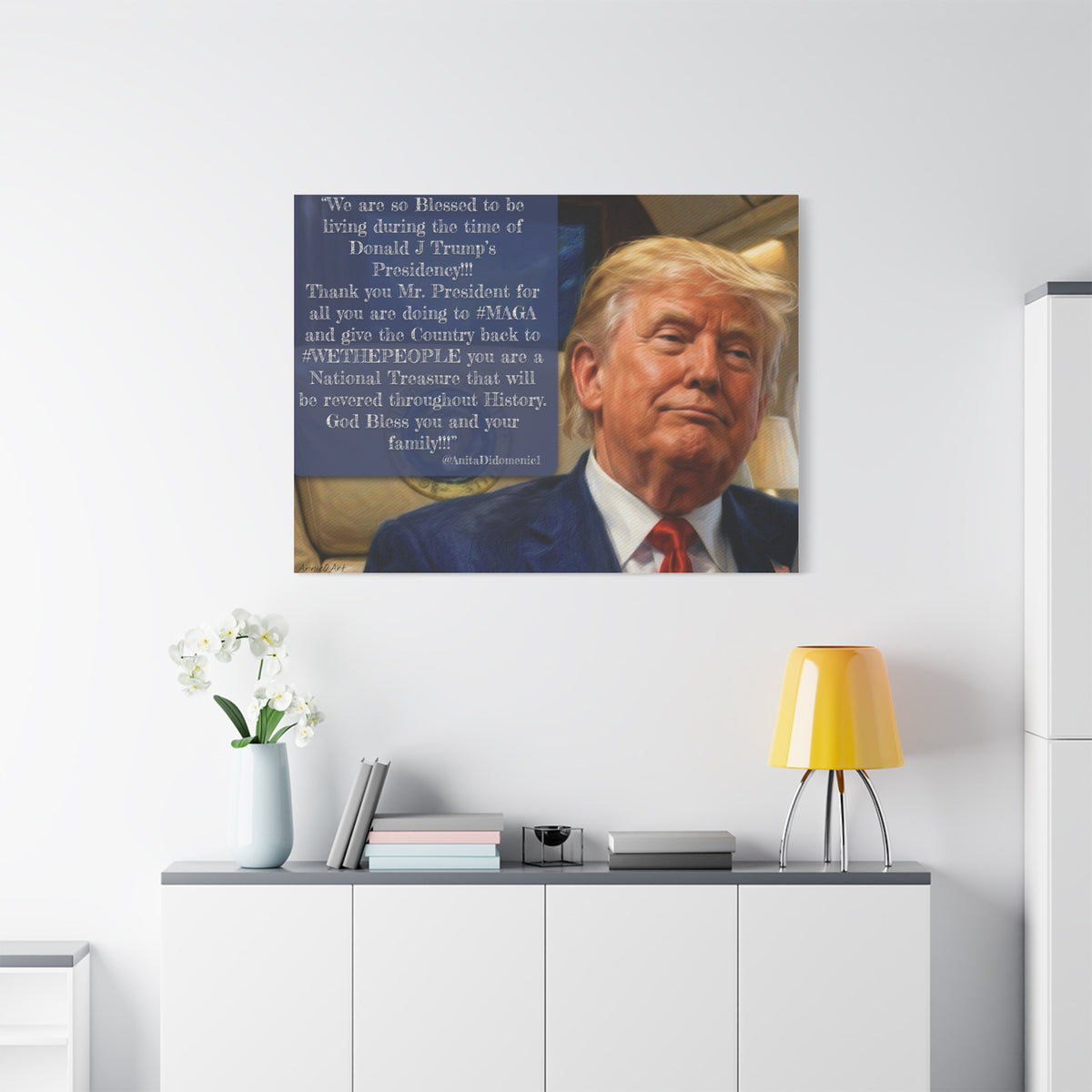Canvas Wall Art — Patriotic Tribute Quote with President Trump Portrait