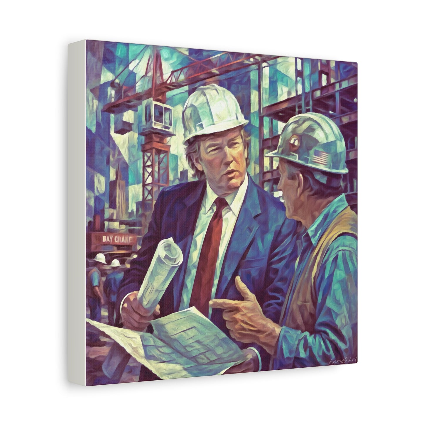 Trump Construction Site Portrait Canvas - Vintage Art