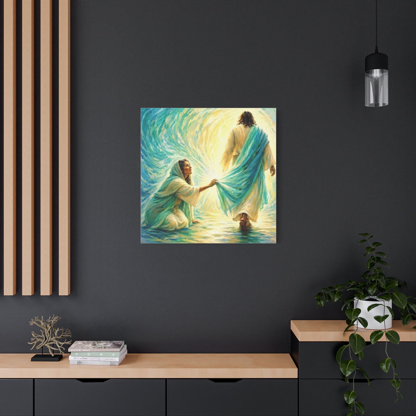 Jesus and the Woman Touching His Cloak - Inspirational Matte Canvas Wall Art